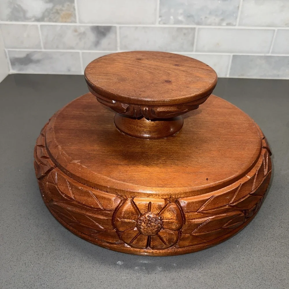 Vintage Carved Wood Tiki Bowl Tribal Ethnic Honduras Large Pedestal Centerpiece